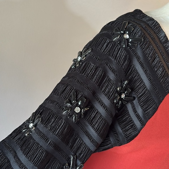 Line & Dot color block muni dress embellished beaded accent statement sleeves M - Picture 3 of 17